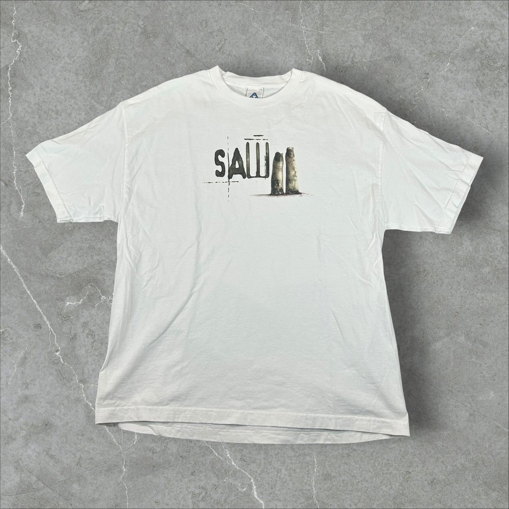 Vintage Saw II Movie Promo T-Shirt Mens XL White Graphic Horror Tee 2005 Rare